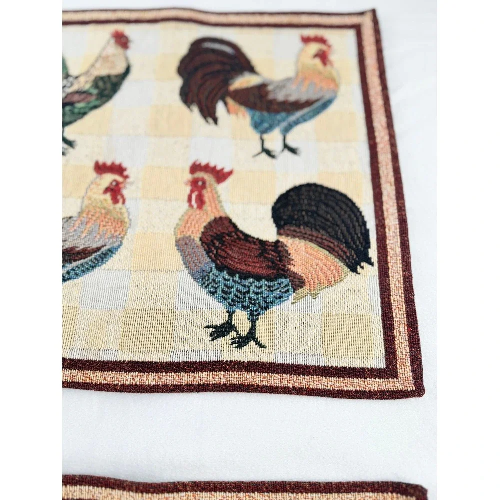 Vintage Rooster Tapestry Placemats Set of‎ 2 Farmhouse Table Mats